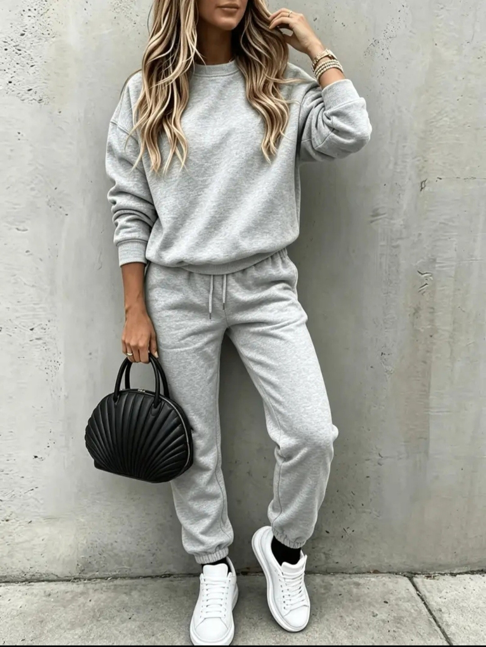 Matching Set - Heather Gray Women’s Sweatshirt & Jogger Pants - Casual Comfort